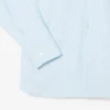 Camisas de botões em tecido elástico às riscas, corte justo, para homem