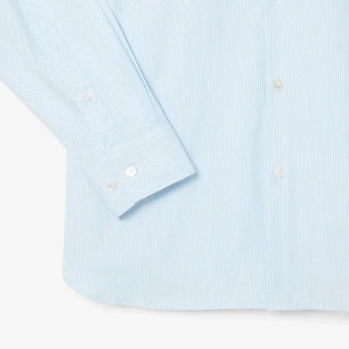 Camisas de botões em tecido elástico às riscas, corte justo, para homem