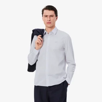 Camisas de botões às riscas de corte regular para homem