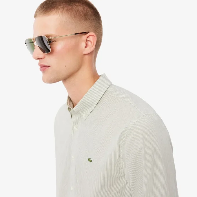 Camisas de botões às riscas de corte regular para homem