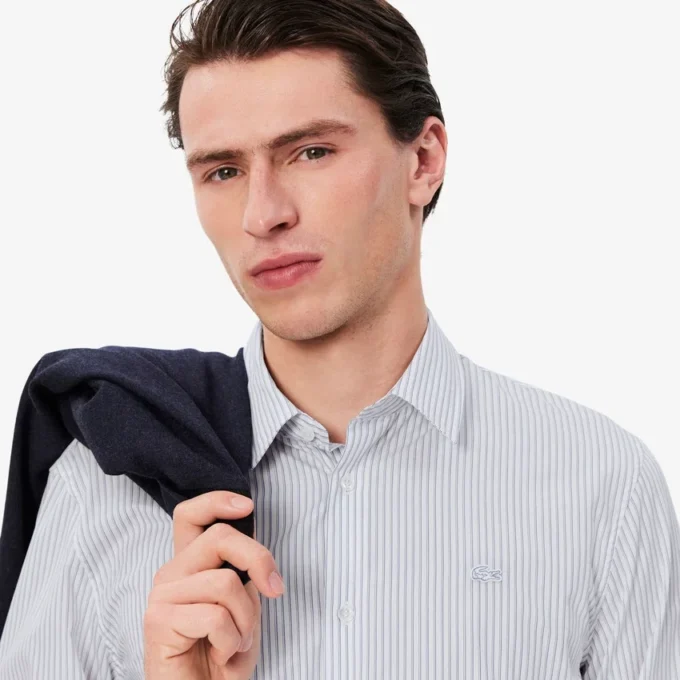 Camisas de botões às riscas de corte regular para homem