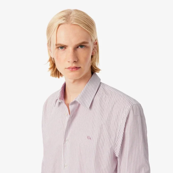 Camisas de botões às riscas de corte regular para homem