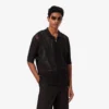 Camiseta com croco em malha rendada