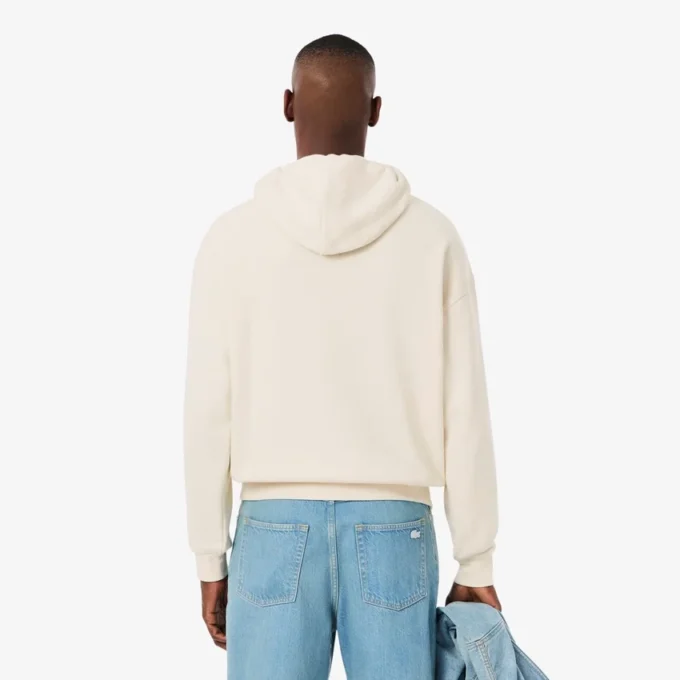 Camisola com capuz bordada de corte largo para homem