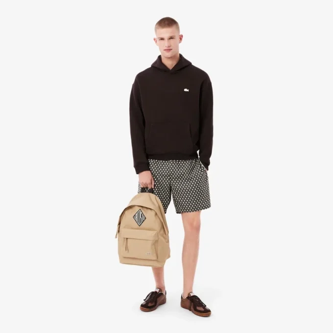 Camisola com capuz de corte largo e estampado