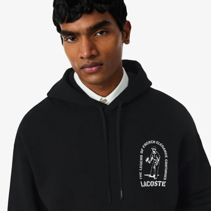 Camisola com capuz de corte largo e estampado