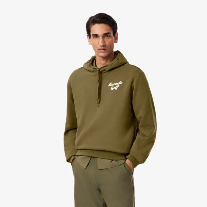 Camisola com capuz de golfe em malha polar estampada para homem