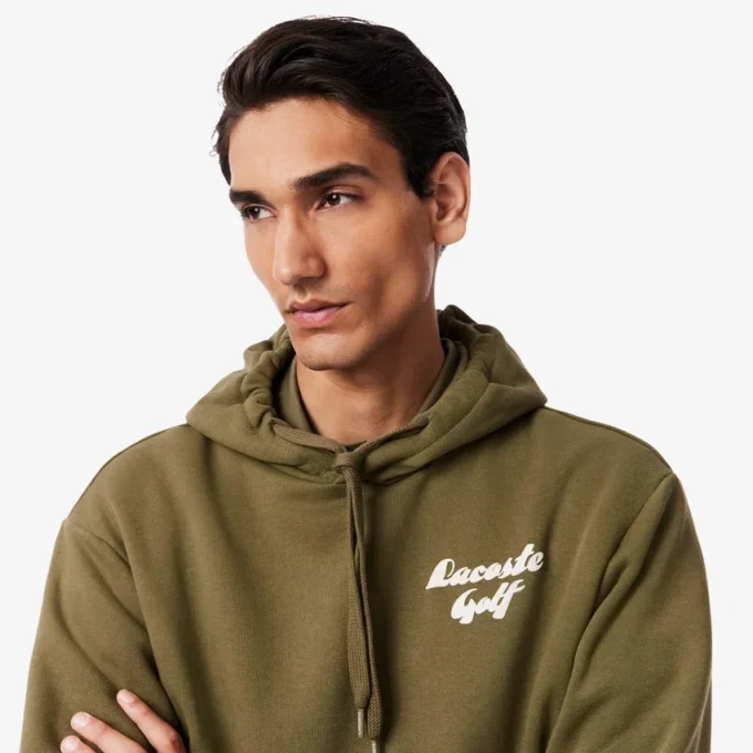 Camisola com capuz de golfe em malha polar estampada para homem