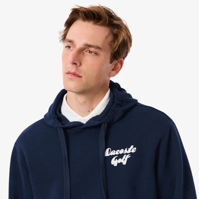 Camisola com capuz de golfe em malha polar estampada para homem
