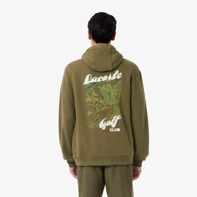 Camisola com capuz de golfe em malha polar estampada para homem
