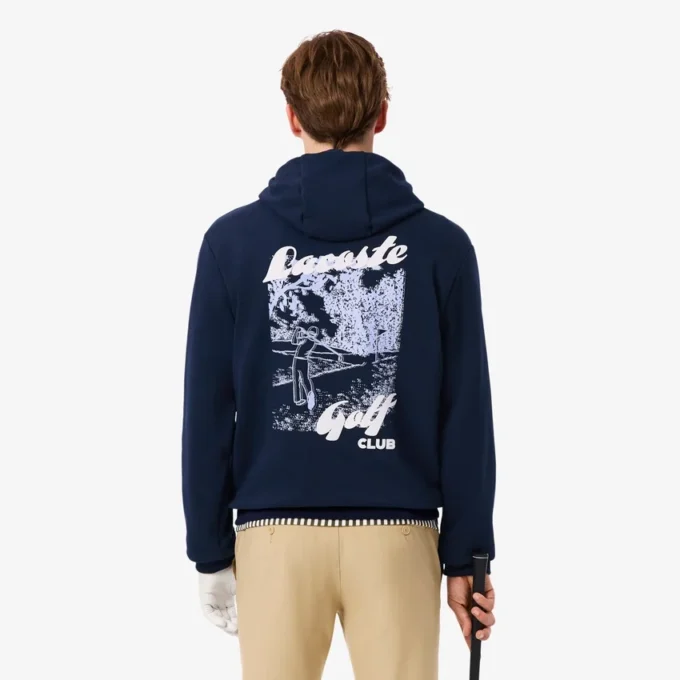 Camisola com capuz de golfe em malha polar estampada para homem