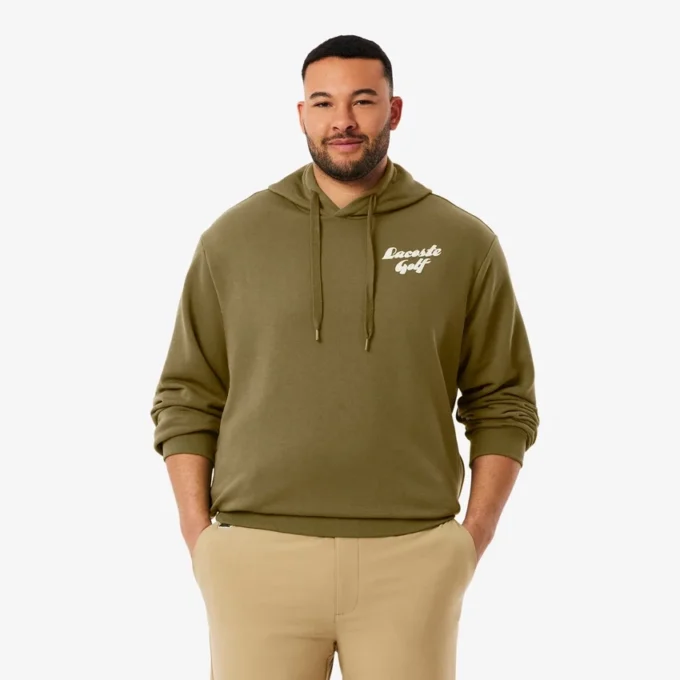 Camisola com capuz de golfe em malha polar estampada para homem