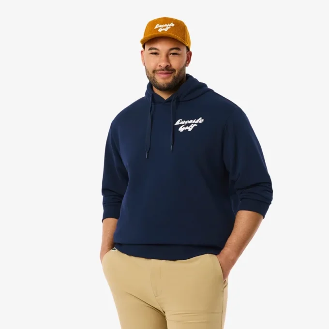 Camisola com capuz de golfe em malha polar estampada para homem