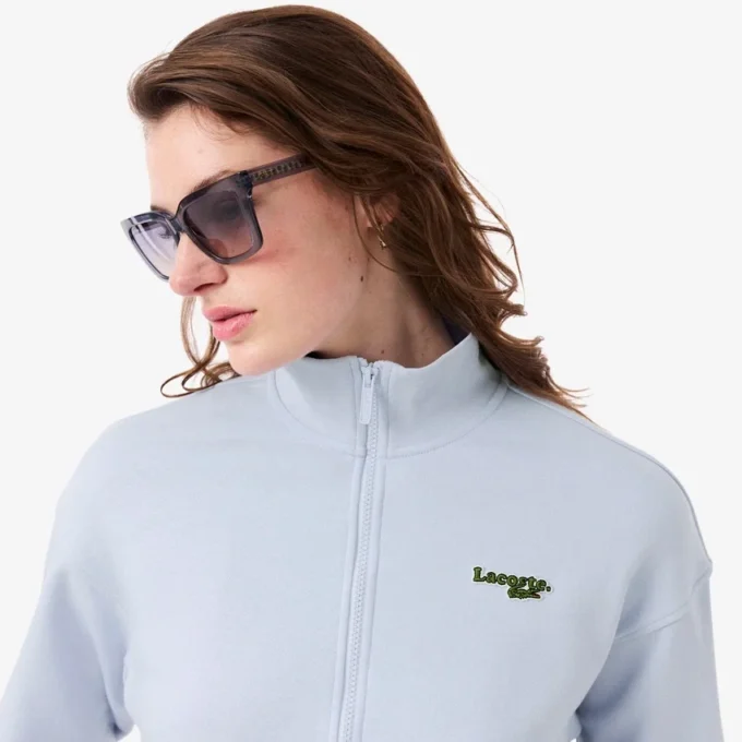 Camisola com capuz e fecho de correr, corte descontraído
