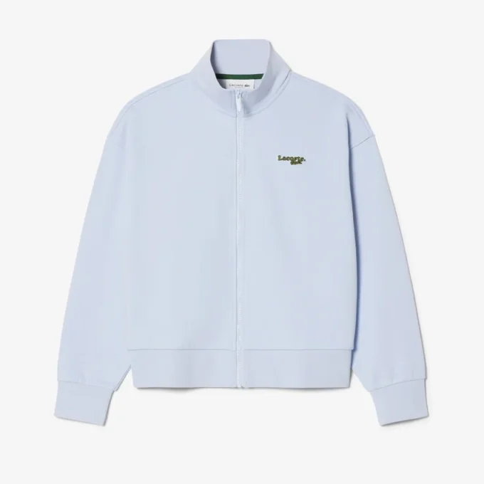 Camisola com capuz e fecho de correr, corte descontraído