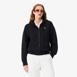 Camisola com capuz e fecho de correr para mulher