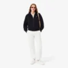 Camisola com capuz e fecho de correr para mulher