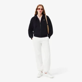 Camisola com capuz e fecho de correr para mulher