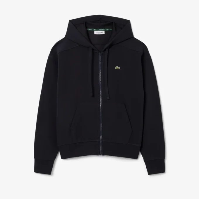 Camisola com capuz e fecho de correr para mulher