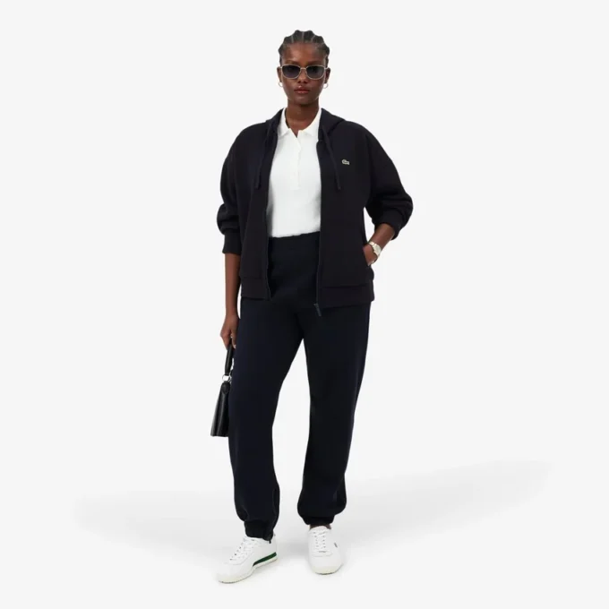 Camisola com capuz e fecho de correr para mulher