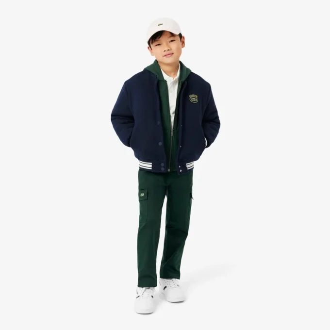 Camisola com capuz e fecho em malha polar estampada para criança