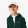 Camisola com capuz e fecho em malha polar estampada para criança