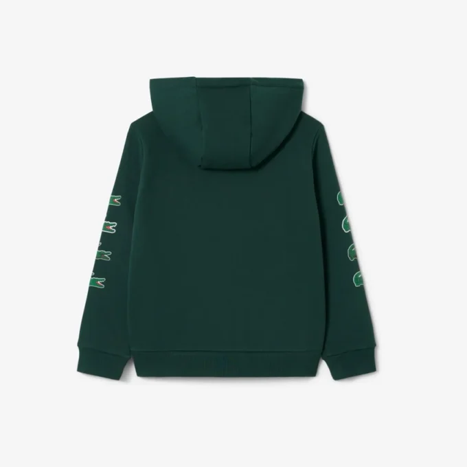 Camisola com capuz e fecho em malha polar estampada para criança