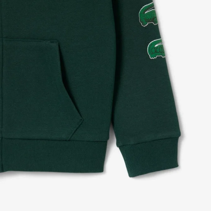 Camisola com capuz e fecho em malha polar estampada para criança
