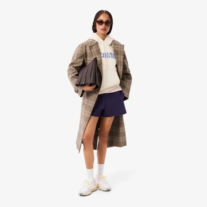 Camisola com capuz e logótipo em malha polar para mulher