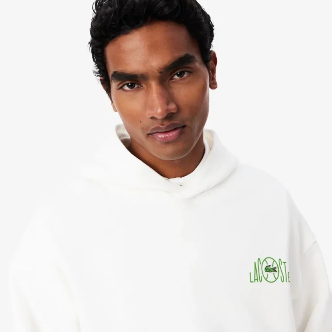 Camisola com capuz em malha polar com estampado múltiplo