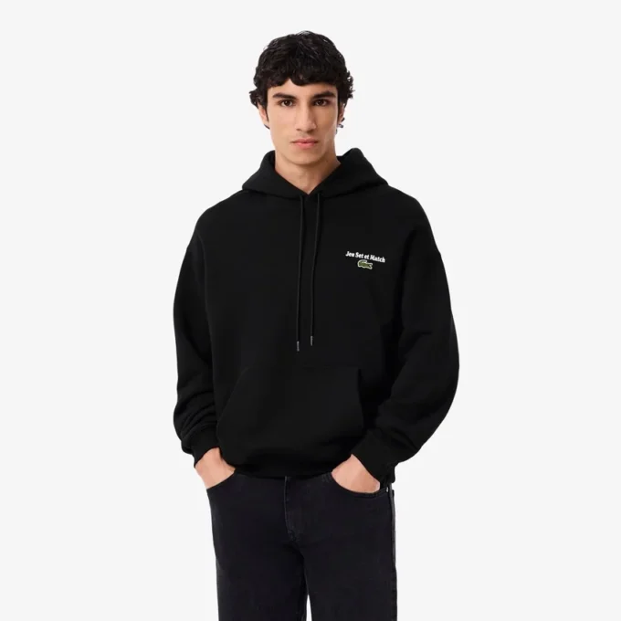 Camisola com capuz em malha polar com estampado múltiplo para homem