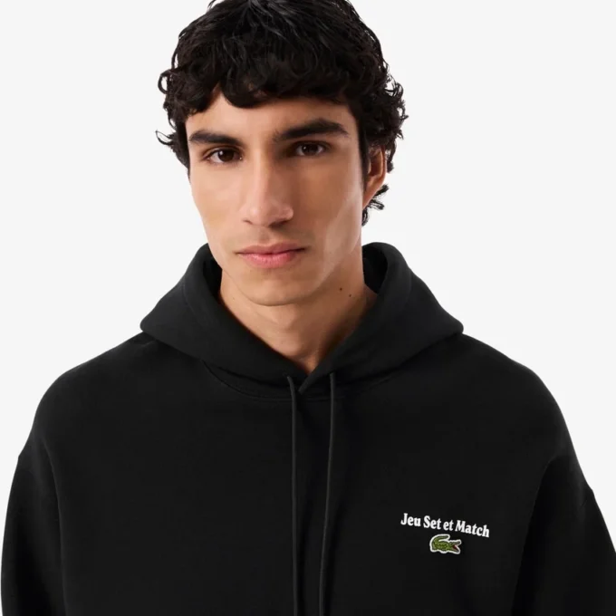 Camisola com capuz em malha polar com estampado múltiplo para homem