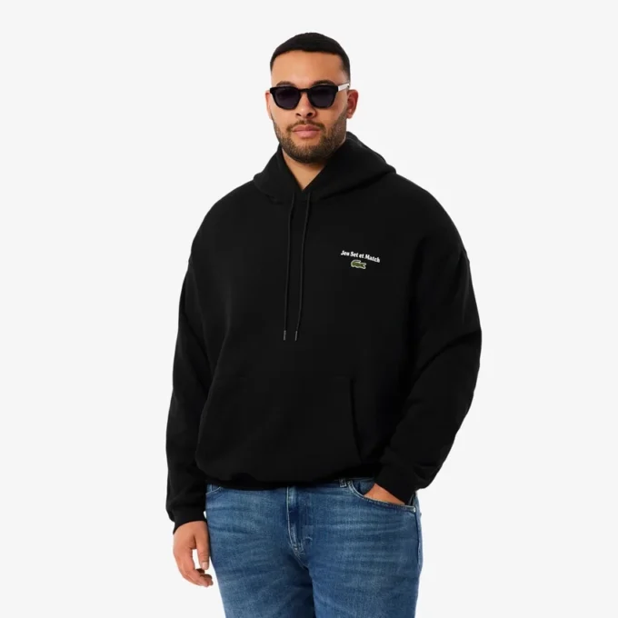 Camisola com capuz em malha polar com estampado múltiplo para homem