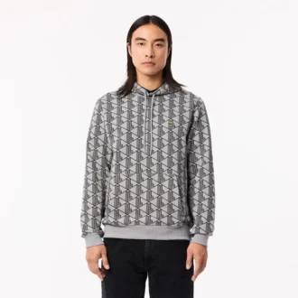 Camisola com capuz em malha polar com monograma para homem