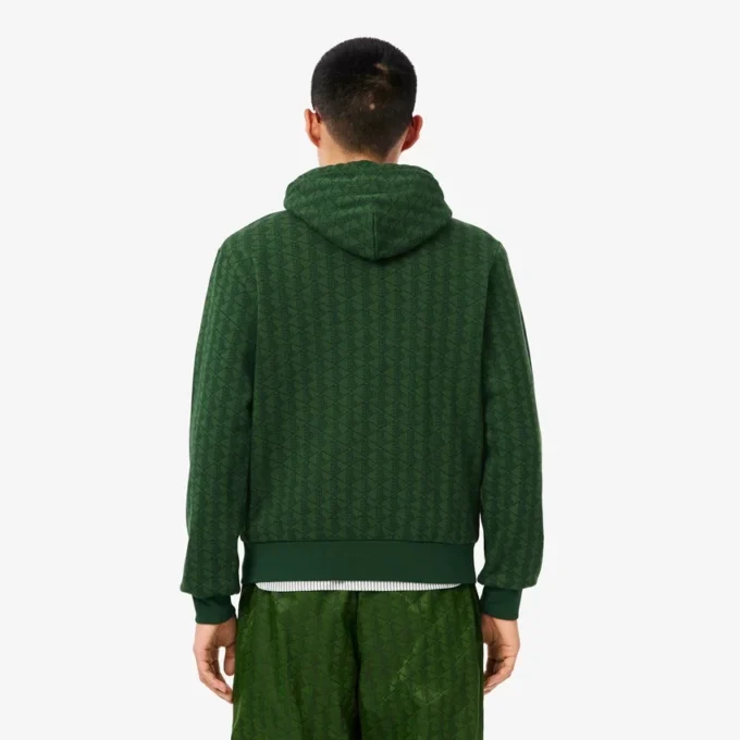 Camisola com capuz em malha polar com monograma para homem