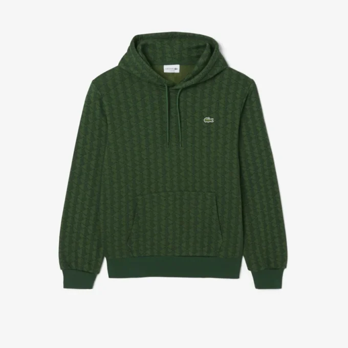 Camisola com capuz em malha polar com monograma para homem