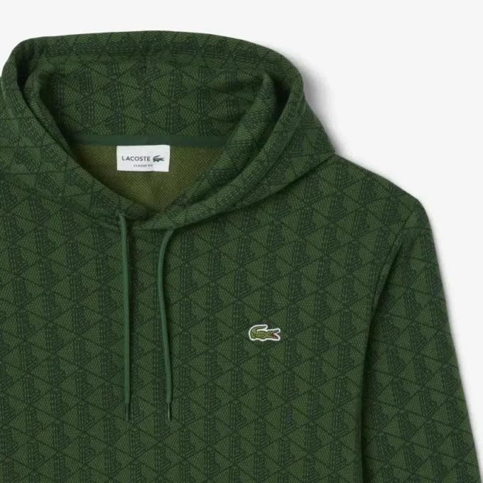 Camisola com capuz em malha polar com monograma para homem