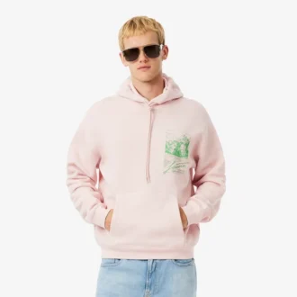 Camisola com capuz em malha polar estampada para homem