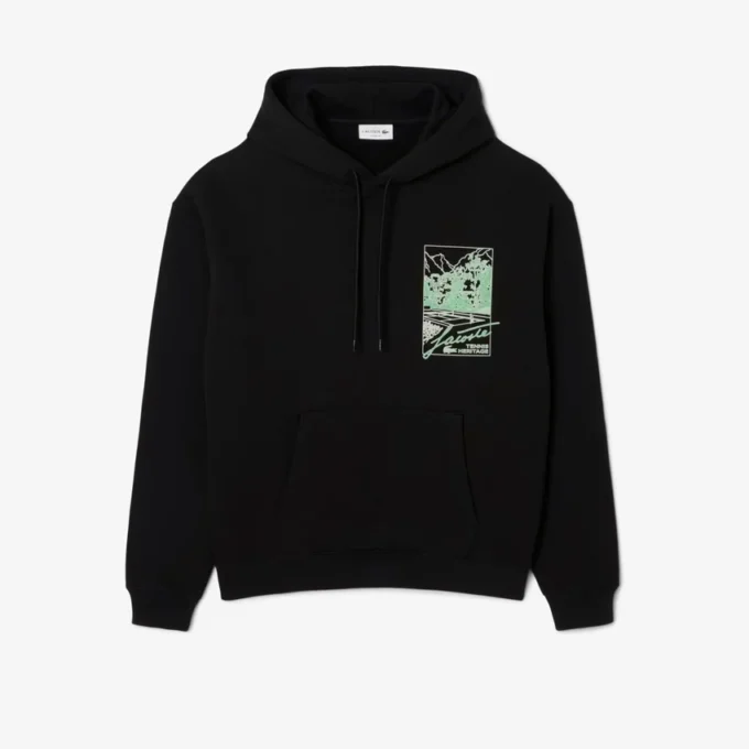 Camisola com capuz em malha polar estampada para homem