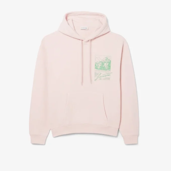 Camisola com capuz em malha polar estampada para homem
