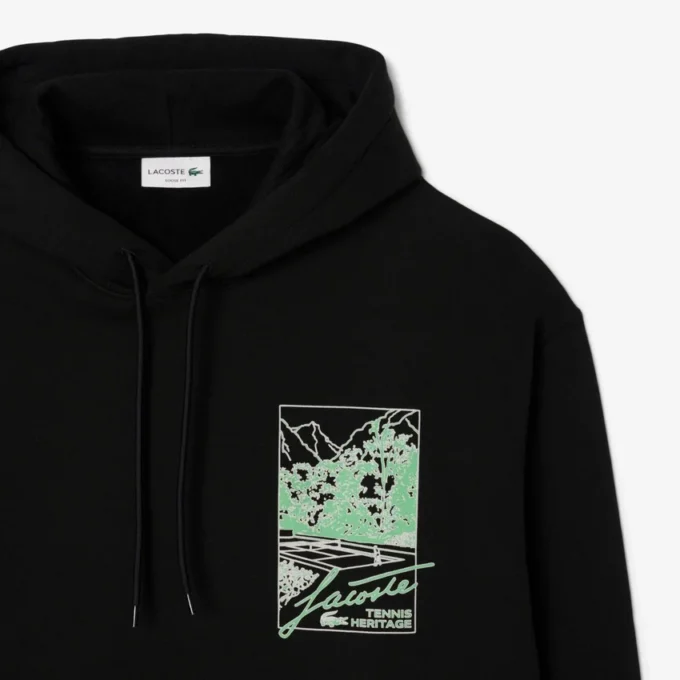 Camisola com capuz em malha polar estampada para homem