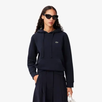 Camisola com capuz em piqué de corte descontraído para mulher
