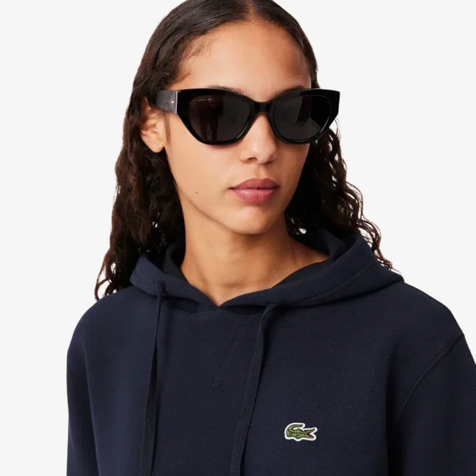 Camisola com capuz em piqué de corte descontraído para mulher