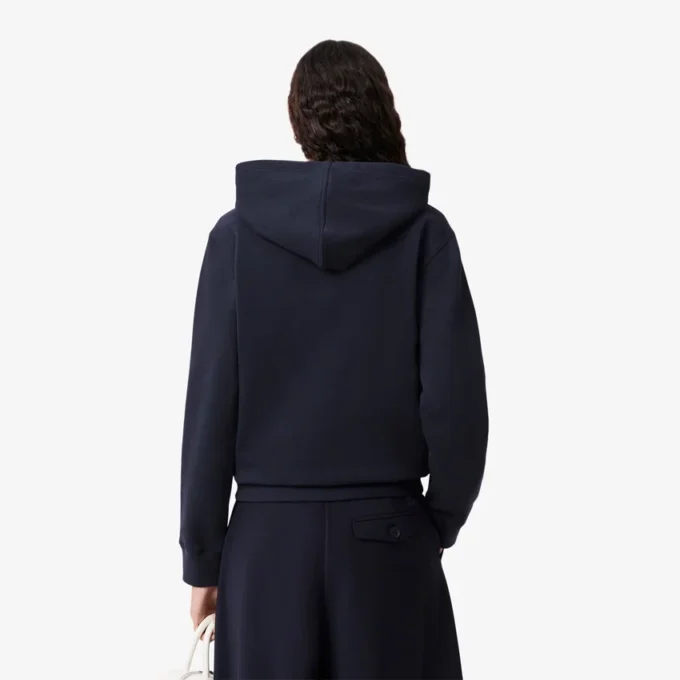 Camisola com capuz em piqué de corte descontraído para mulher