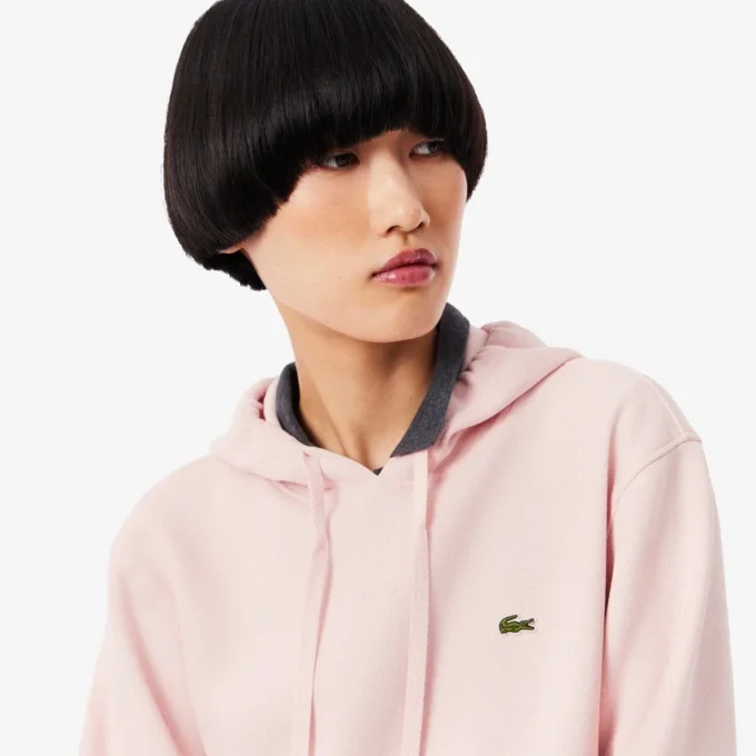 Camisola com capuz em piqué para mulher