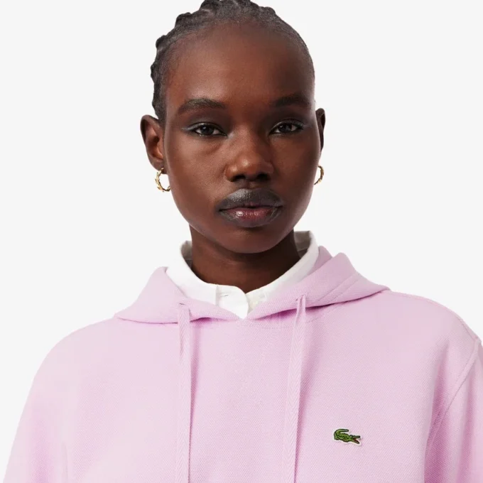 Camisola com capuz em piqué para mulher