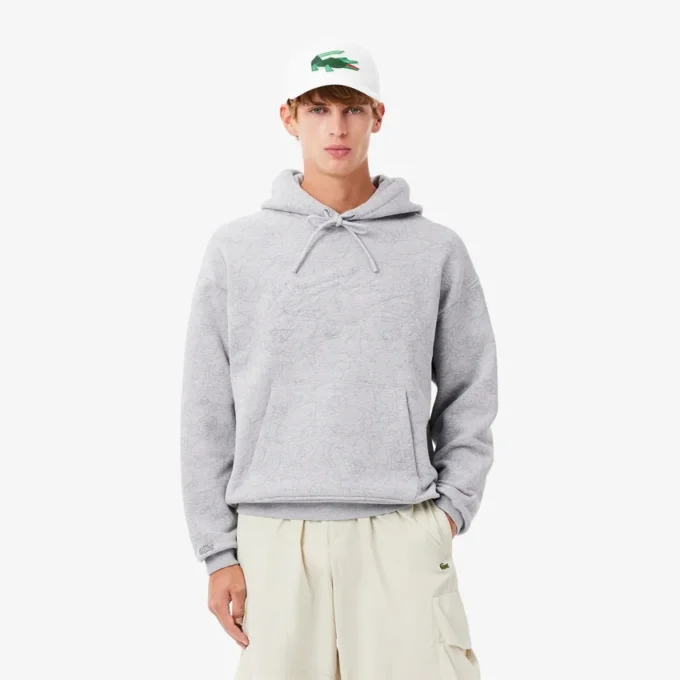 Camisola com capuz estampada de corte descontraído para homem