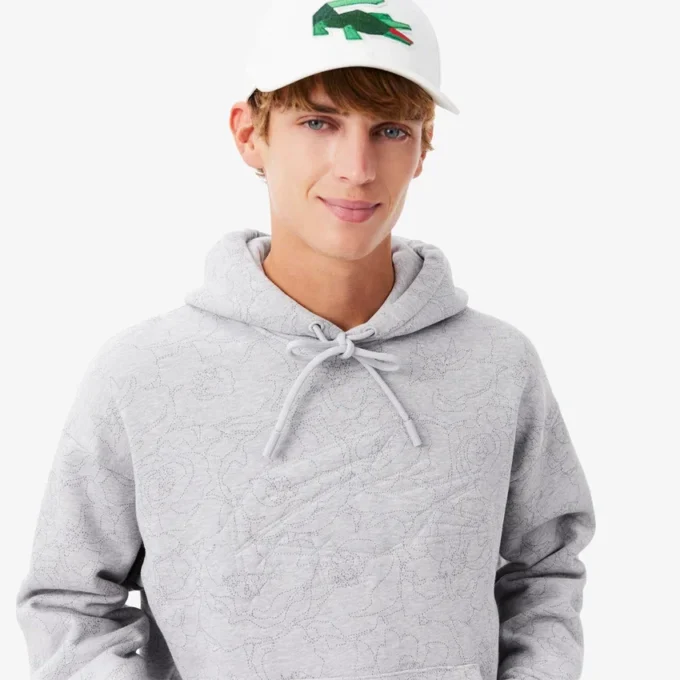 Camisola com capuz estampada de corte descontraído para homem