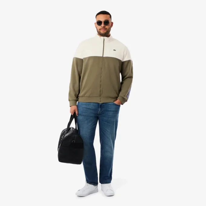 Camisola com fecho de correr e blocos de cor para homem
