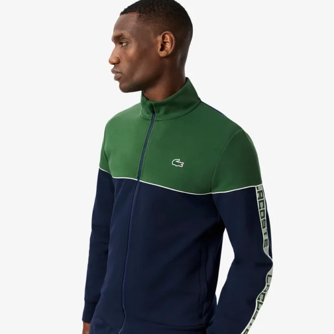 Camisola com fecho de correr e blocos de cor para homem